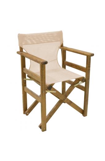 Καρέκλα-πολυθρόνα σκηνοθέτη Retto pakoworld μασίφ ξύλο οξιάς καρυδί-καραβόπανο εκρού