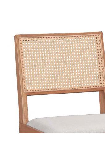 Καρέκλα Winslow pakoworld ξύλο rubberwood ανοικτό καρυδί-pvc rattan φυσικό-ύφασμα γκρι