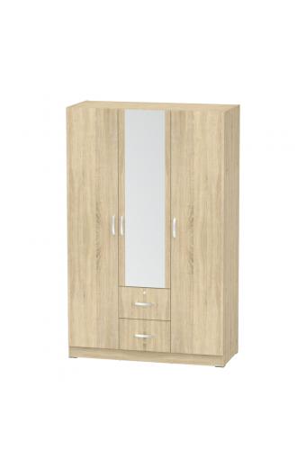 Ντουλάπα ρούχων τρίφυλλη Dillion pakoworld sonoma μελαμίνης 120x52x190εκ