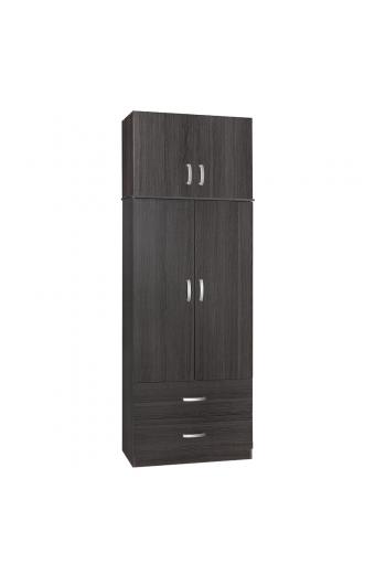 Ντουλάπα δίφυλλη και πατάρι Zelia pakoworld wenge 79x42x240εκ.