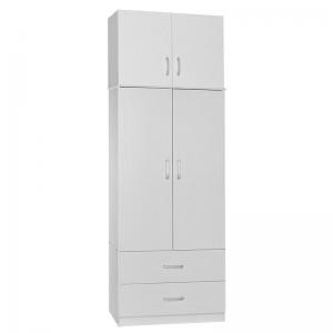 Ντουλάπα δίφυλλη και πατάρι Zelia pakoworld λευκό 79x42x180εκ.
