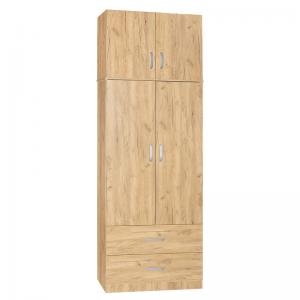 Ντουλάπα δίφυλλη και πατάρι Zelia pakoworld φυσικό 79x42x180εκ.