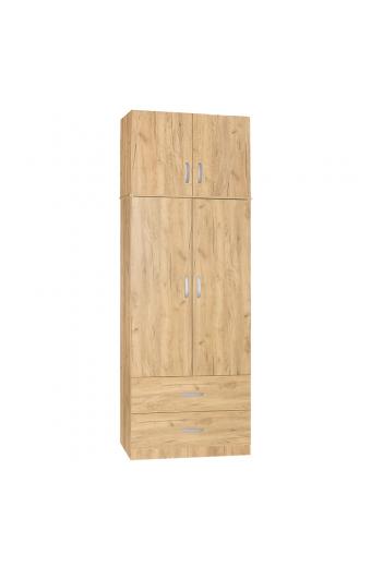 Ντουλάπα δίφυλλη και πατάρι Zelia pakoworld φυσικό 79x42x240εκ.