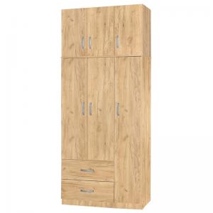 Ντουλάπα τρίφυλλη και πατάρι Zelia pakoworld φυσικό 90x42x180εκ.