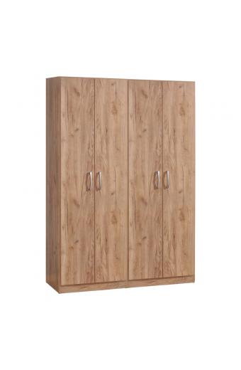 Ντουλάπα ρούχων τετράφυλλη Jonar I pakoworld χρώμα oak 120x42x180εκ