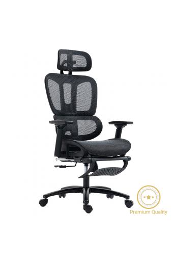 Καρέκλα γραφείου διευθυντή με υποπόδιο Verdant pakoworld Premium Quality mesh χρώμα μαύρο