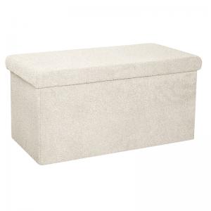 Σκαμπό-μπαούλο Forward pakoworld ύφασμα μπουκλέ ivory 76x38x37.5εκ