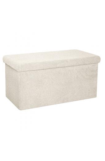 Σκαμπό-μπαούλο Forward pakoworld ύφασμα μπουκλέ ivory 76.5x38x37.5εκ