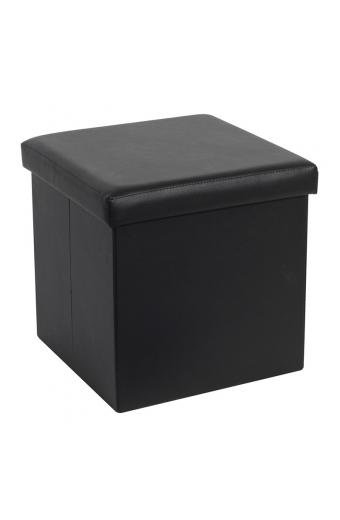 Σκαμπό-μπαούλο Crystal pakoworld pu μαύρο 38x38x38εκ