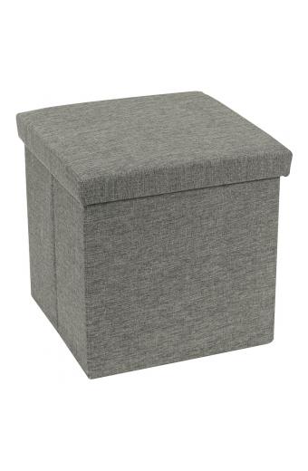 Σκαμπό-μπαούλο Crystal pakoworld ύφασμα γκρι 38x38x38εκ