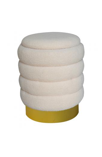 Σκαμπό-μπαούλο Dazzle pakoworld μπουκλέ cream-χρυσό Φ36x44εκ