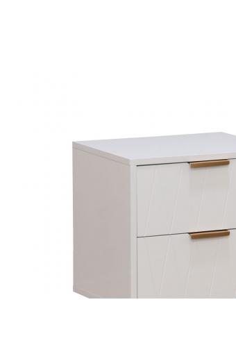 Κομοδίνο Culture pakoworld με 2 συρτάρια λευκό-χρυσό 40x35x52εκ