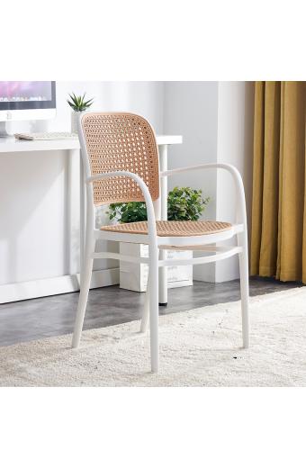 Πολυθρόνα Juniper pakoworld με UV protection PP μπεζ- λευκό 56x52.5x86.5εκ.