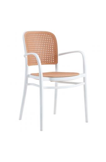 Πολυθρόνα Juniper pakoworld με UV protection PP μπεζ- λευκό 56x52.5x86.5εκ.