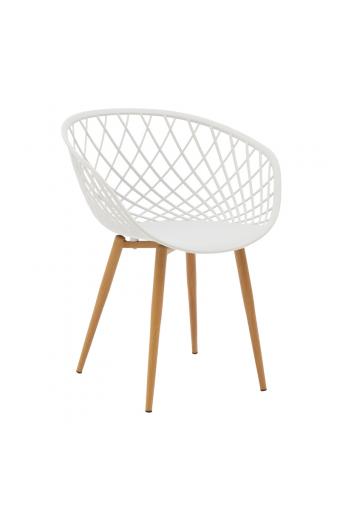 Πολυθρόνα Ezra pakoworld λευκό pp-πόδι φυσικό μέταλλο 62x42x82εκ