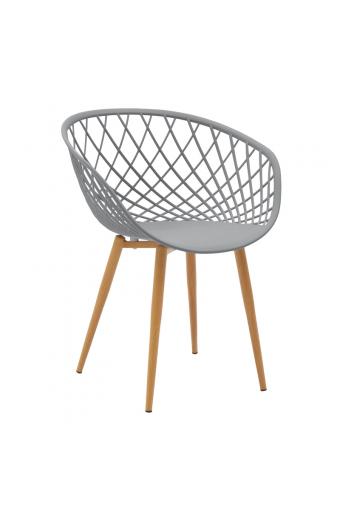 Πολυθρόνα Ezra pakoworld γκρι pp-πόδι φυσικό μέταλλο 62x42x82εκ