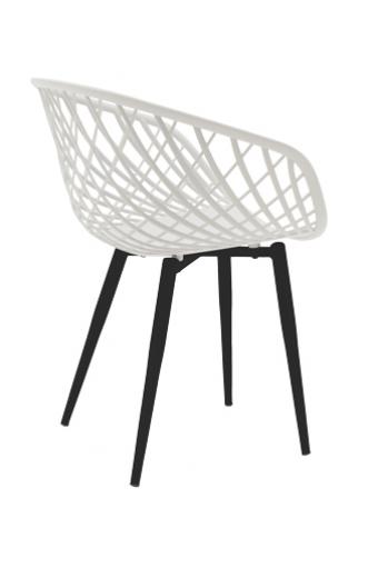 Πολυρόνα Ezra pakoworld λευκό pp-πόδι μαύρο μέταλλο 62x42x82εκ