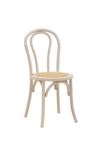 Καρέκλα στοιβαζόμενη Βιέννης Azhel pakoworld white wash ξύλο οξιάς-έδρα φυσικό rattan 41x50x89εκ