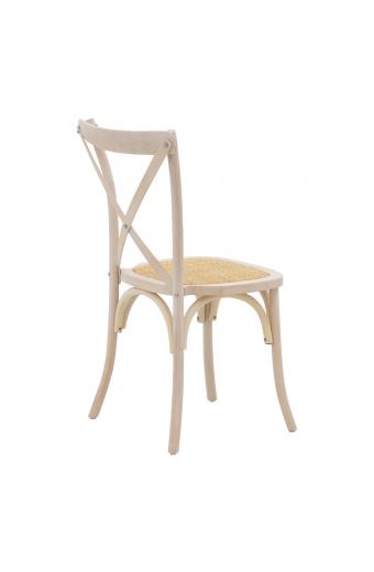 Καρέκλα Dylon pakoworld στοιβαζόμενη white wash ξύλο οξιάς-έδρα φυσικό rattan 48x52x89εκ