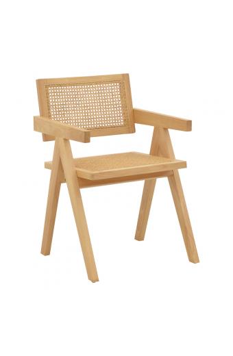 Πολυθρόνα Winslow pakoworld φυσικό rubberwood 52x59x79εκ