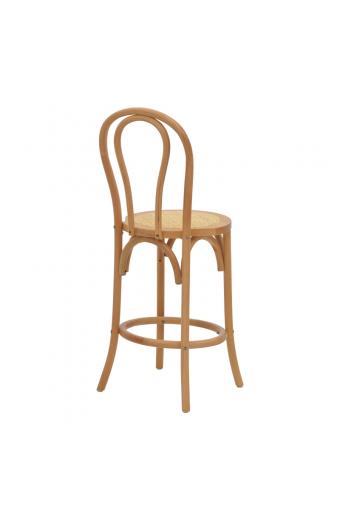 Σκαμπό μπαρ Thonet pakoworld φυσικό ξύλο οξιάς-έδρα φυσικό rattan 41x50x105εκ