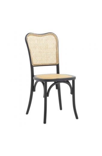 Καρέκλα στοιβαζόμενη Zozele pakoworld φυσικό rattan pe-μαύρο toon wood 45x51x88εκ