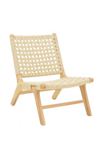Πολυθρόνα Polisin pakoworld σχοινί-rubberwood σε φυσική απόχρωση 55x80x77εκ