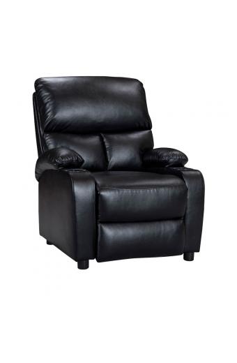 Πολυθρόνα relax με ποτηροθήκη Gartia pakoworld μαύρο pu 79x94x102εκ