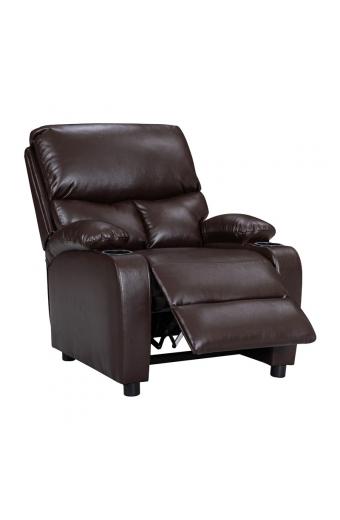 Πολυθρόνα relax με ποτηροθήκη Gartia pakoworld  καφέ PU 79x94x102εκ