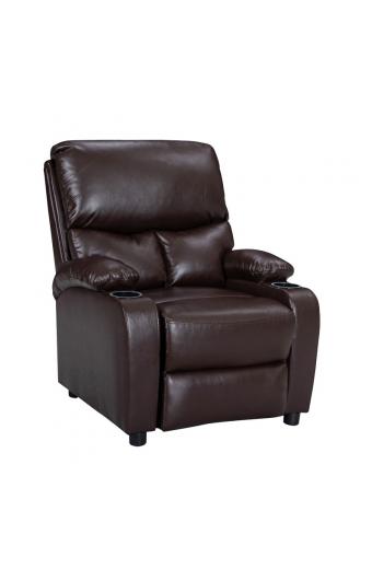 Πολυθρόνα relax με ποτηροθήκη Gartia pakoworld  καφέ PU 79x94x102εκ
