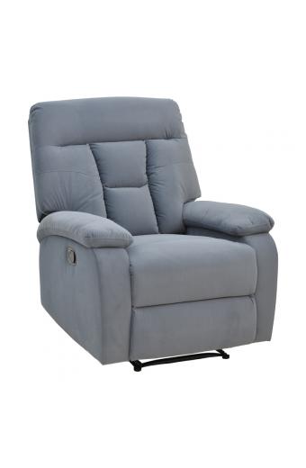 Πολυθρόνα relax με μηχανισμό massage Terpsi pakoworld γκρι βελούδο 80x94x100εκ