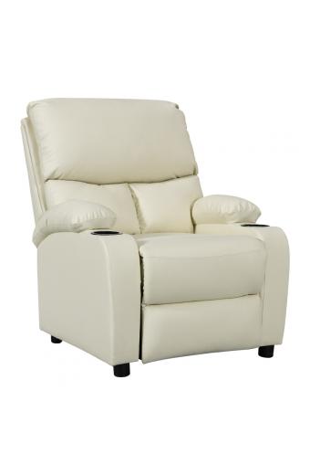 Πολυθρόνα relax με ποτηροθήκη Gartia pakoworld pu σε κρεμ απόχρωση 79x94x102εκ