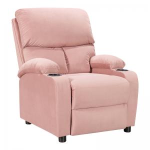 Πολυθρόνα relax με ποτηροθήκη Gartia pakoworld βελούδο σε απόχρωση σάπιο μήλο 79x94x102εκ