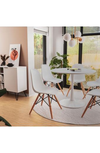 Καρέκλα Julita pakoworld PP λευκό-φυσικό πόδι 46x50x82εκ