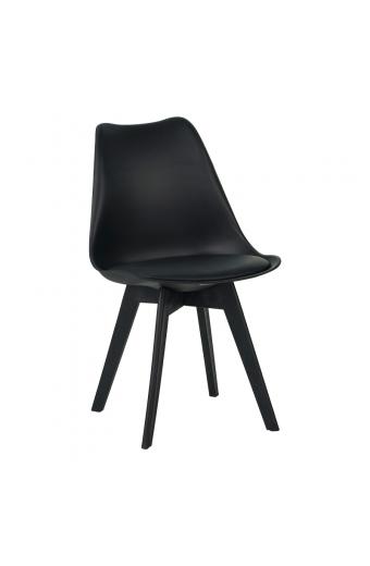 Καρέκλα Gaston I pakoworld PP-PU σε μαύρη απόχρωση 48.5x53.5x81.5εκ