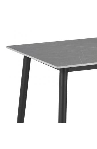 Τραπέζι Gustas pakoworld γκρι μαρμάρου sintered stone-μαύρο μέταλλο 160x80x75εκ