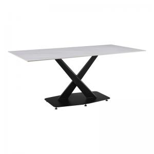 Τραπέζι Tafel pakoword Sintered stone λευκό με μεταλλικά πόδια σε μαύρη απόχρωση 180x90x76εκ