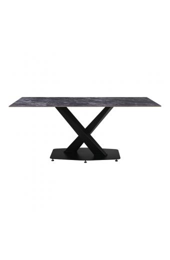 Τραπέζι Tafel pakoworld Sintered stone μαύρο με μεταλλικά πόδια σε μαύρη απόχρωση 180x90x76εκ