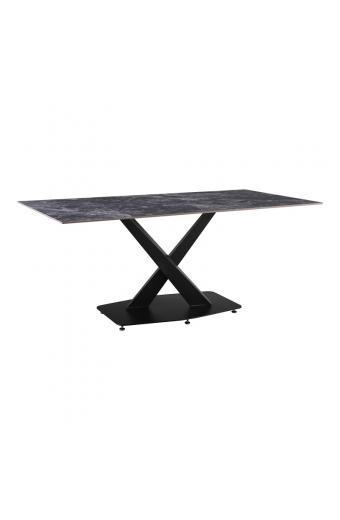 Τραπέζι Tafel pakoworld Sintered stone μαύρο με μεταλλικά πόδια σε μαύρη απόχρωση 180x90x76εκ
