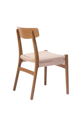 Καρέκλα Safal pakoworld oak δρυς ξύλο-έδρα εκρού σχοινί 51x50x78εκ