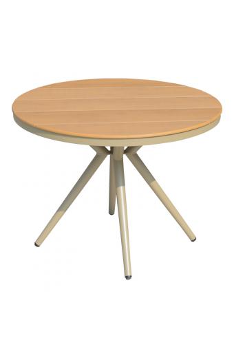 Τραπέζι Hilly pakoworld plywood και αλουμίνιο σε σαμπανιζέ απόχρωση Φ100x75εκ