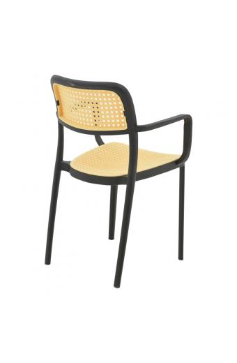Πολυθρόνα Westley pakoworld pp φυσικό-μαύρο 58x47x81εκ