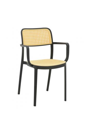 Πολυθρόνα Westley pakoworld pp φυσικό-μαύρο 58x47x81εκ