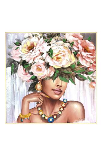Πίνακας σε καμβά Flowergirl Inart 82x4.5x82εκ