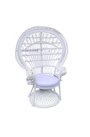 Πολυθρόνα Dorothy Inart με λευκό μαξιλάρι-λευκό rattan 115x57x150εκ