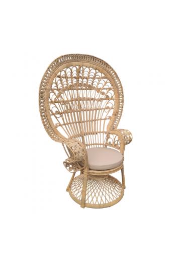 Πολυθρόνα Dorothy Inart με μπεζ μαξιλάρι-φυσικό rattan 115x57x150εκ