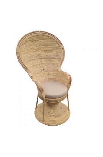 Πολυθρόνα Rea Inart με μπεζ μαξιλάρι-φυσικό rattan 85x85x141εκ