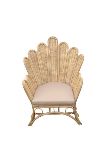 Πολυθρόνα Fragia Inart με μπεζ μαξιλάρι-φυσικό rattan 103x90x120εκ