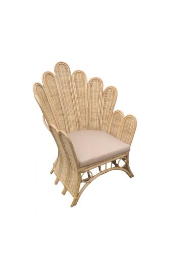 Πολυθρόνα Fragia Inart με μπεζ μαξιλάρι-φυσικό rattan 103x90x120εκ