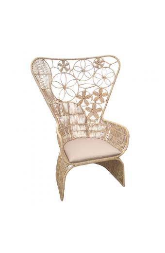 Πολυθρόνα Jake Inart με μπεζ μαξιλάρι-φυσικό rattan 110x82x145εκ